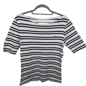 Tommy Hilfiger Women's Striped Blue and White Top
